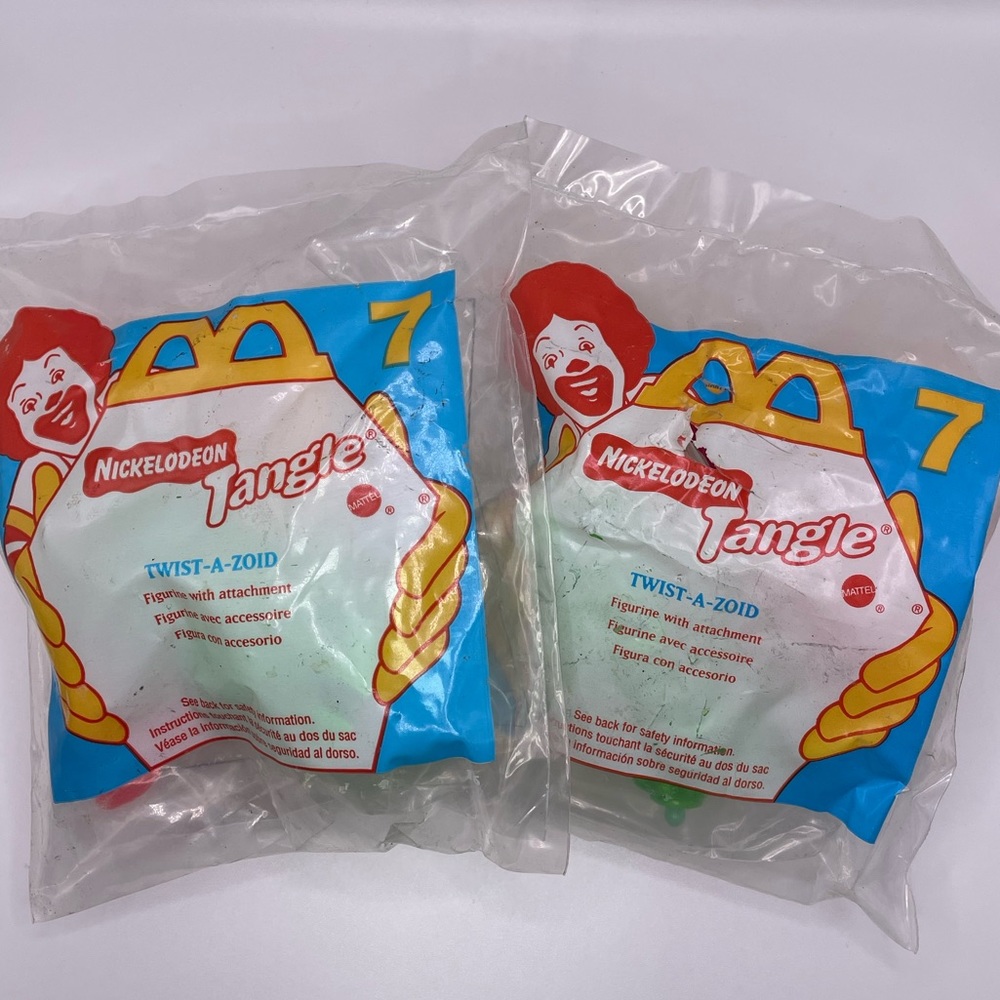 (2) 1996 Nickelodeon Twist-A-Zoid Tangle #7 McDonald Happy Meal Toy Figurine NIP